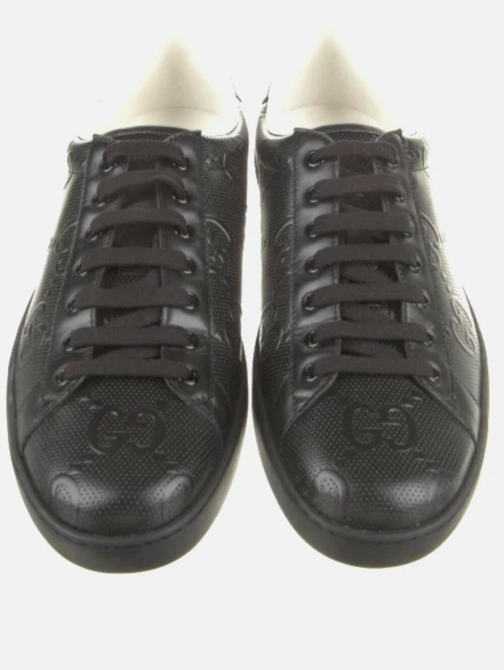Gucci Men's Black Leather Signature GG Sneaker Size 11.5M VGUC